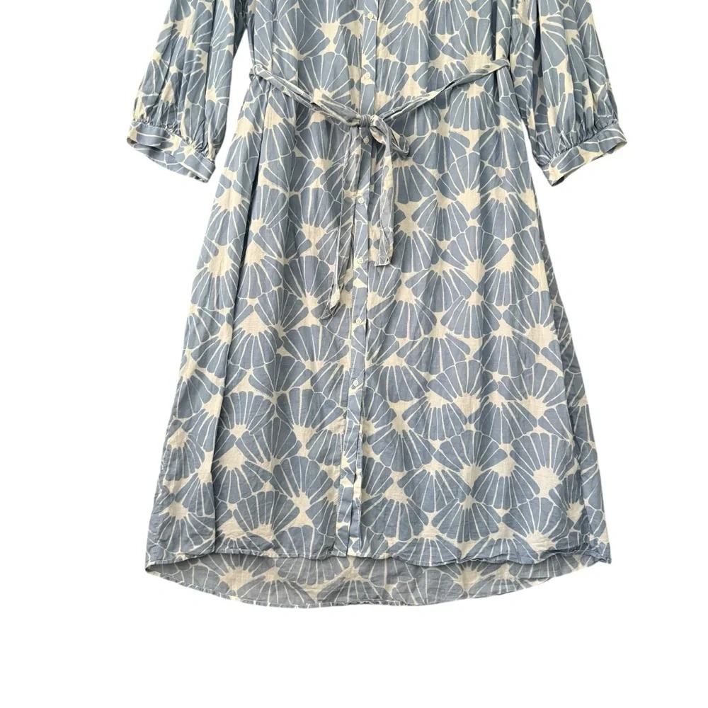 H&M | Tie Waist Balloon Sleeve Midi Dress Button Front Size M - Picture 5 of 10